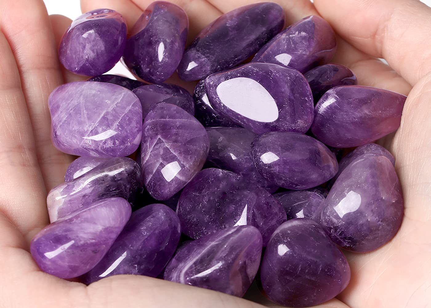 QINJIEJIE Amethyst Crystals (1000+ Carats) Tumbled Stone Bulk Polished  Stones Large Crystal Reiki Healing Deco