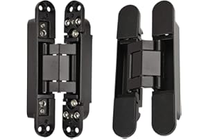 TamBee 6inch Hidden Door Hinges Invisible Hinges Concealed Hinges Zinc Alloy 180 Degree Swing Hinge 3 Way Adjustable Butt Hinge 6 x 2.5 x 1 inch Black (2 Pack)
