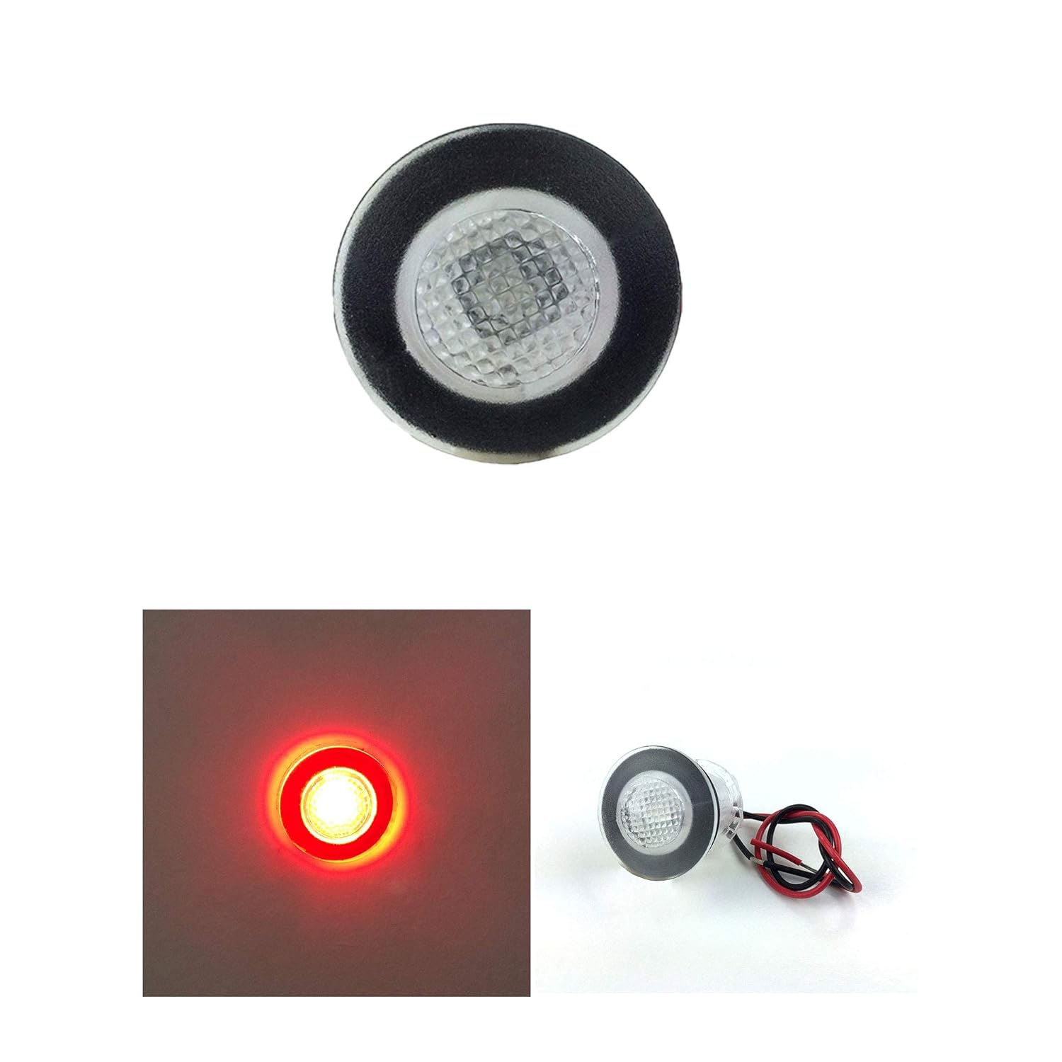 RecPro Round Red 12V LED Livewell Courtesy Accent Light | Marine Boat RV | Waterproof (1 Pack)