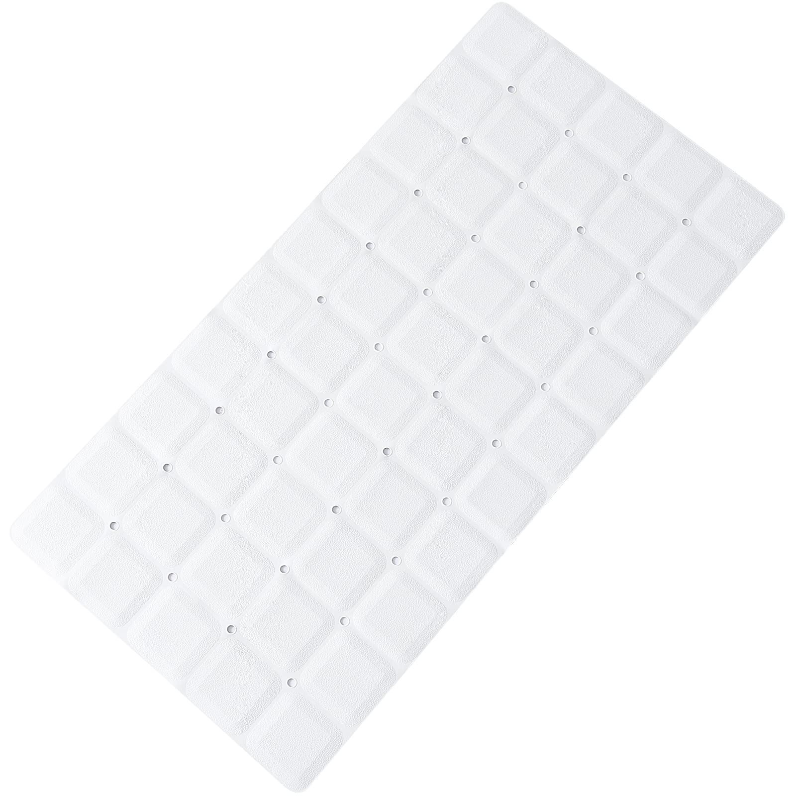 Webos Foldable Silicone Bathtub Mat: Jumbo Size Heavy Duty Safety Bath Mat for Tub Without Suction Cups Non Slip Bath & Shower Mat for Textured, Reglazed, Refinished Tub (White, 35.8 x 17.7)