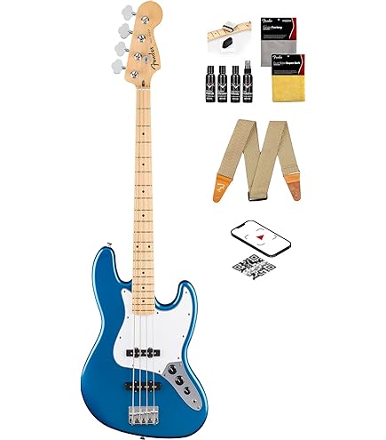Amazon.com: Fender Player Jazz Bass Plus Top - Blue Burst Bundle
