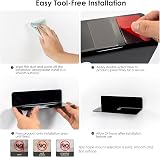 OAPRIRE Acrylic Floating Wall Shelves Set of 2 Black No Drill Cable Clips view 7