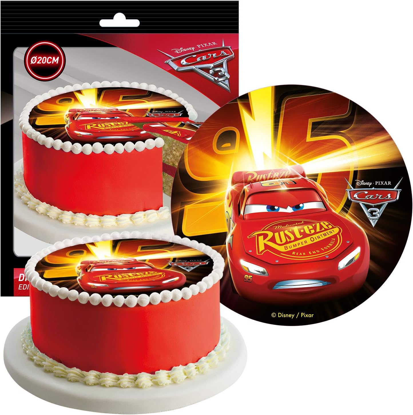 Cake Toppers Waffle Cars 3 Round Cake Decoration Ostia Or Sugar Name Home Garden