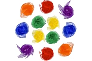 Lolakee Dance Scarves for Kids 12 Pcs Music Scarves Dance Scarf Play Scarves for Children Movement Square Juggling Silk Tricks Scarves Rhythm Band Scarves(6 Colors,24" x 24")