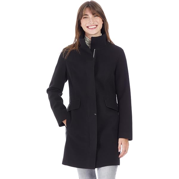 Amazon.com: Nine West Women's Mid-Length Faux Wool Coat – Zip
