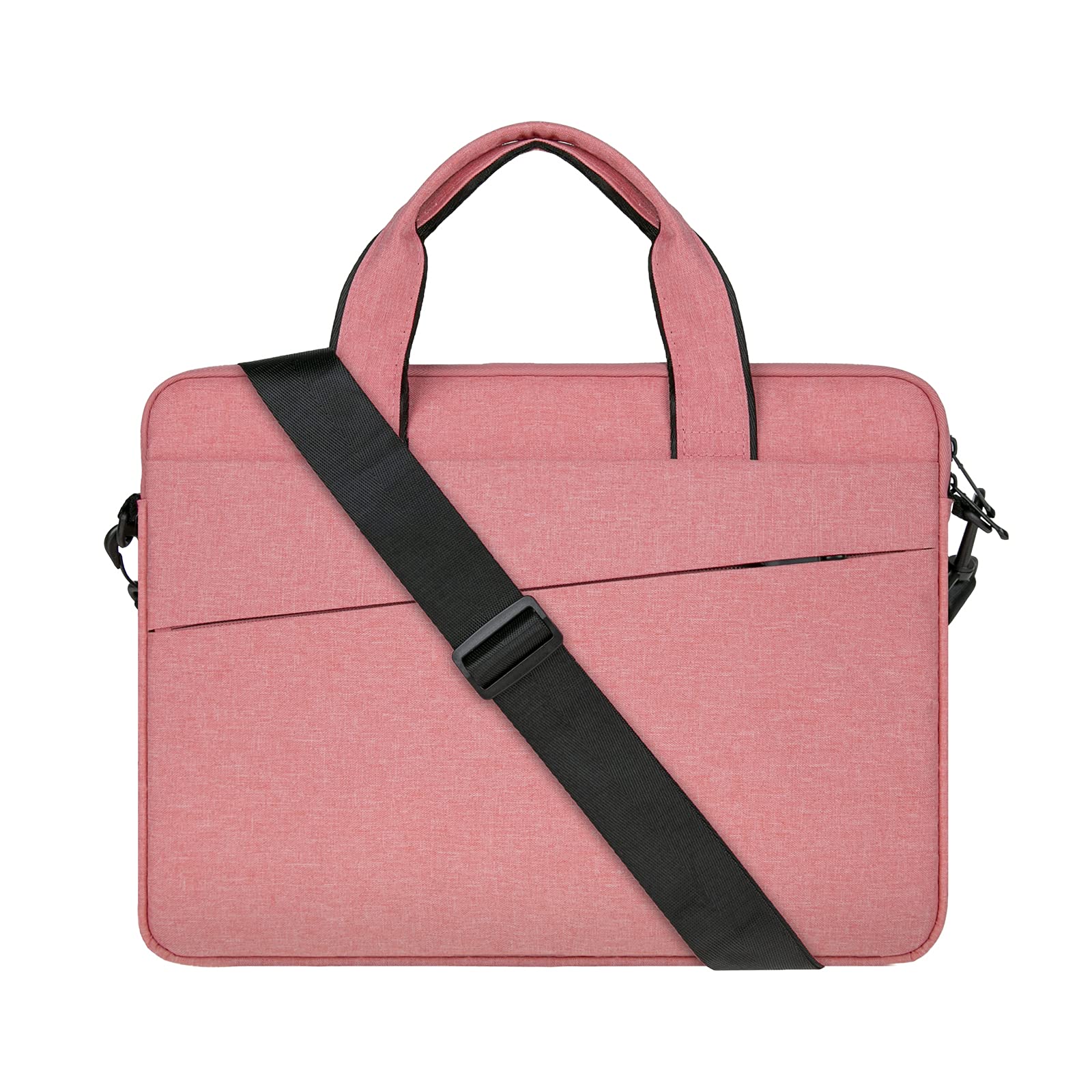 RAINYEAR 15 Inch Laptop Case Sleeve Shoulder Bag Compatible with 15.4 MacBook Pro, Surface 3/4 15", New XPS 15 Touch, Polyester Messenger Bag Carrying Computer Case Briefcase for Men Women,Pink