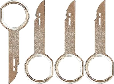 jeufun 4Pcs Car Radio Removal Tool Key Set Stainless Steel Silver