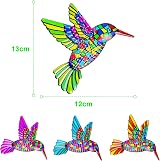 OFFCUP 4 Pack Metal Hummingbird Wall Art Outdoor Decor Rainbow Colorful view 3