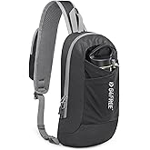 G4Free Sling Bag RFID Blocking Crossbody Backpack with Front Pocket Hiking Daypack Chest Bag for Women Men, Black, 7.48 x 3.14 x 12.99 inches, Casual