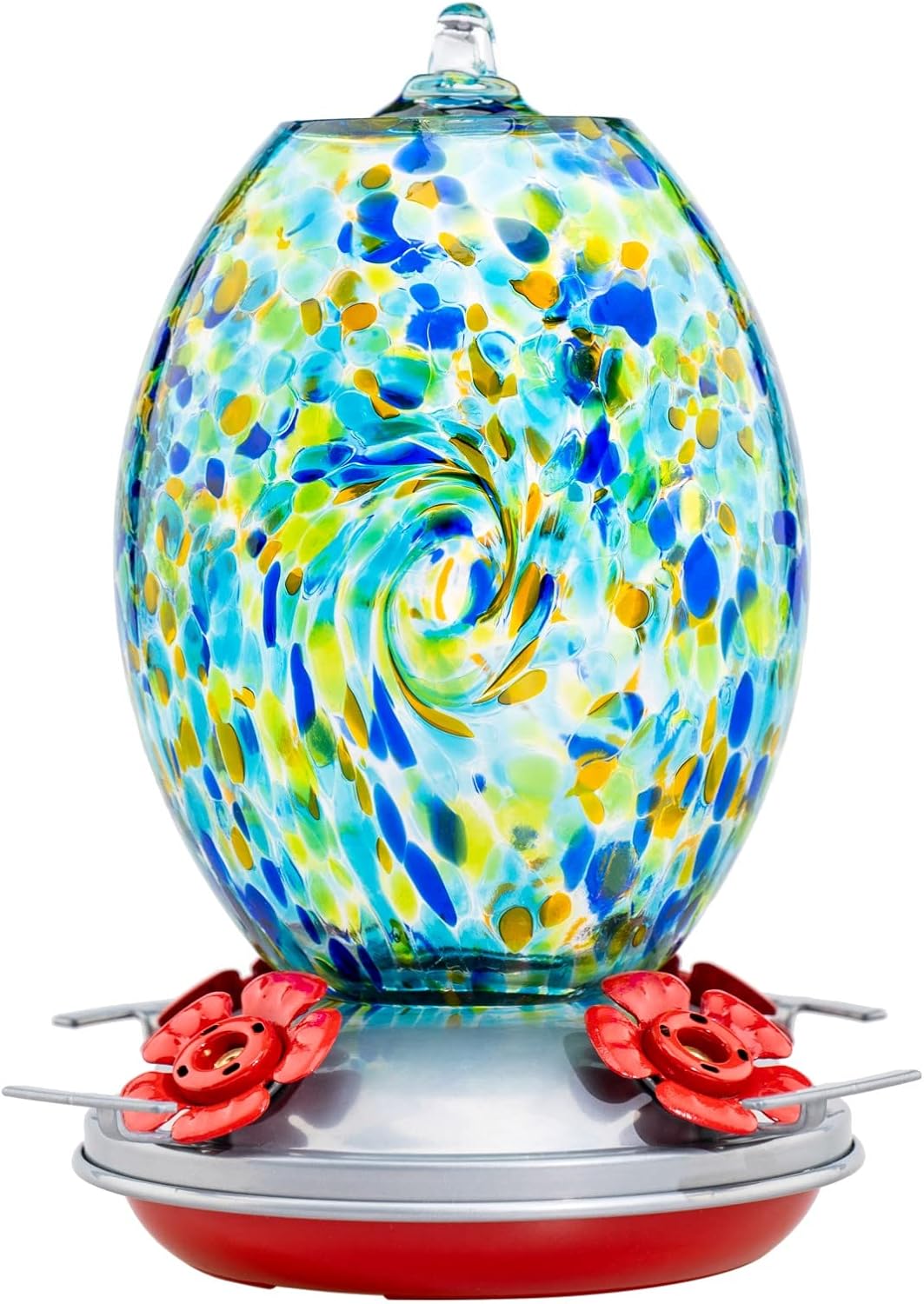 Backyard Birding & Wildlife - Muse Garden Hummingbird Feeders for Outdoors Hanging, Blown Glass Feeder - Gifts for Mom, Garden Backyard Decor, Unique Idea Women Mothers Day, 27OZ, Starry Night.