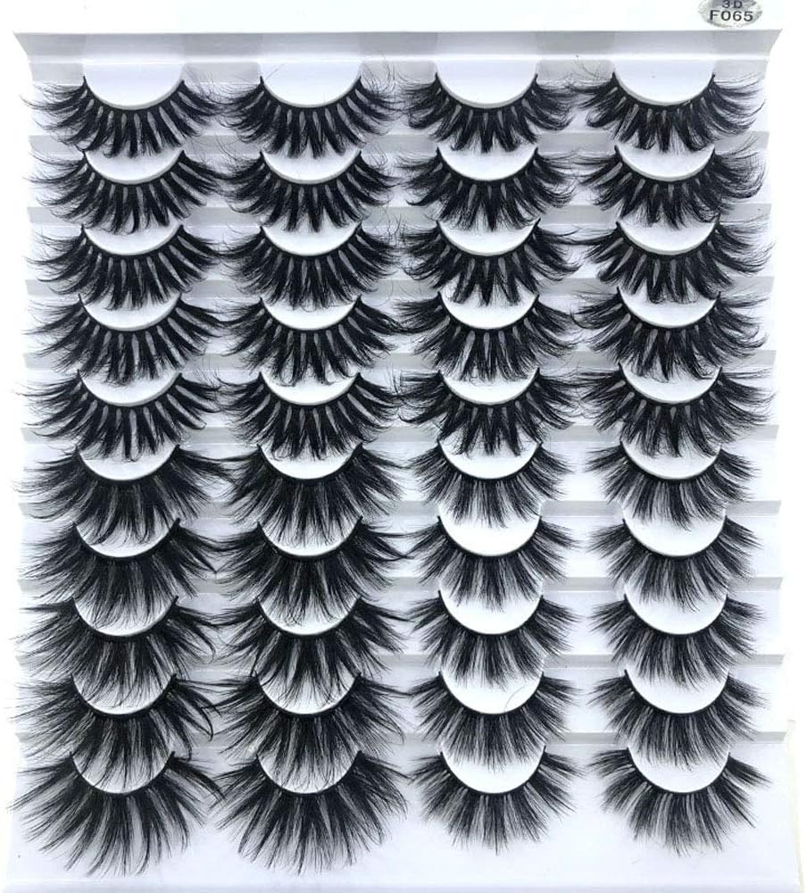HBZGTLAD 20 pairs 3D Mink Lashes Natural False Eyelashes Dramatic Volume Fake Lashes Makeup Eyelash Extension Silk Eyelashes(F065)
