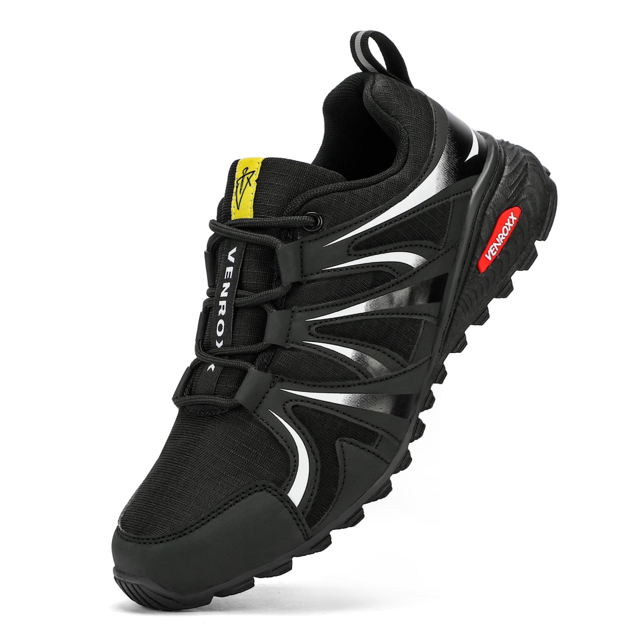 VENROXX Traillaufschuhe Herren Wanderschuhe Leicht Trekkingschuhe Atmungsaktiv & rutschfeste Laufschuhe Outdoor Sportschuhe Gr.39-48, Schwarz, 43