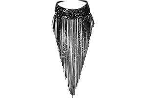 Flyonce Rhinestone Statement Necklace for Women, Tassel Bib Choker Collar Chunky Costume Jewelry for Party Formal