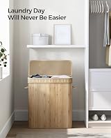 SONGMICS Laundry Hamper with Lid 100 L Bamboo Basket Removable Liner view 3