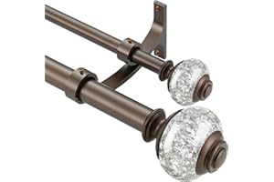 VIMAYTA Double Curtain Rods 72 to 144 Inches(6-12 Feet) with Solid Aluminum Alloy Brackets, 1” Front and 5/8” Back Telescoping Drapery Rod for Windows, Heavy Duty Decorative Curtain Rods, Dark Bronze