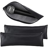 XLIUAX 2 Pack Microphone Bags, Black Microphone Case for Wireless | Mic Protector Mic Storage Bag Black Zipper Storage Pouch 11.8" x 4.72" Case for Carrying Portable PU Leather Pouches
