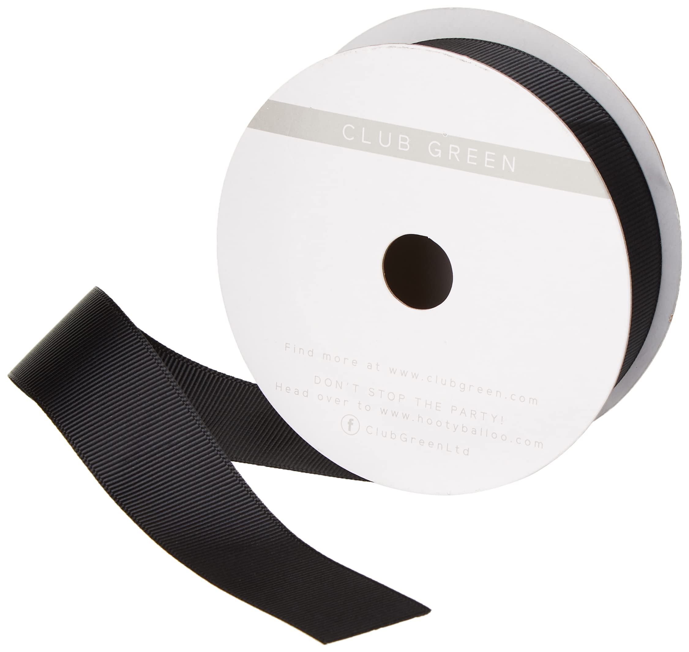 CLUB GREEN Grosgrain Ribbon, Black, 25 mm x 10 m