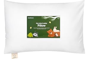 KEABABIES Toddler Pillow with Pillowcase - 13x18 My Little Cuddly Pillow, Viscose Derived From Bamboo Nursery Toddler Pillows for Sleeping,Kids Pillow,Small Travel Pillows,Mini Toddler Bed Pillow (Soft White)