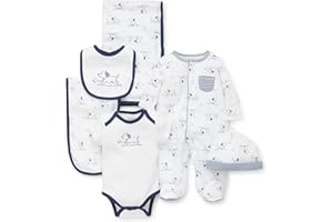 Little Me Baby Layette Gift Set - Footie and Cap, Onesie, 3-Piece Bib And Burp Set, Swaddling Blanket, Baby Shower Gifts