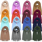 Jiuguva 16 Pcs Women Scarf Shawl Hijab Scarves for Women Lightweight Long Wrap Head Scarf Shawl for All Season, 16 Colors