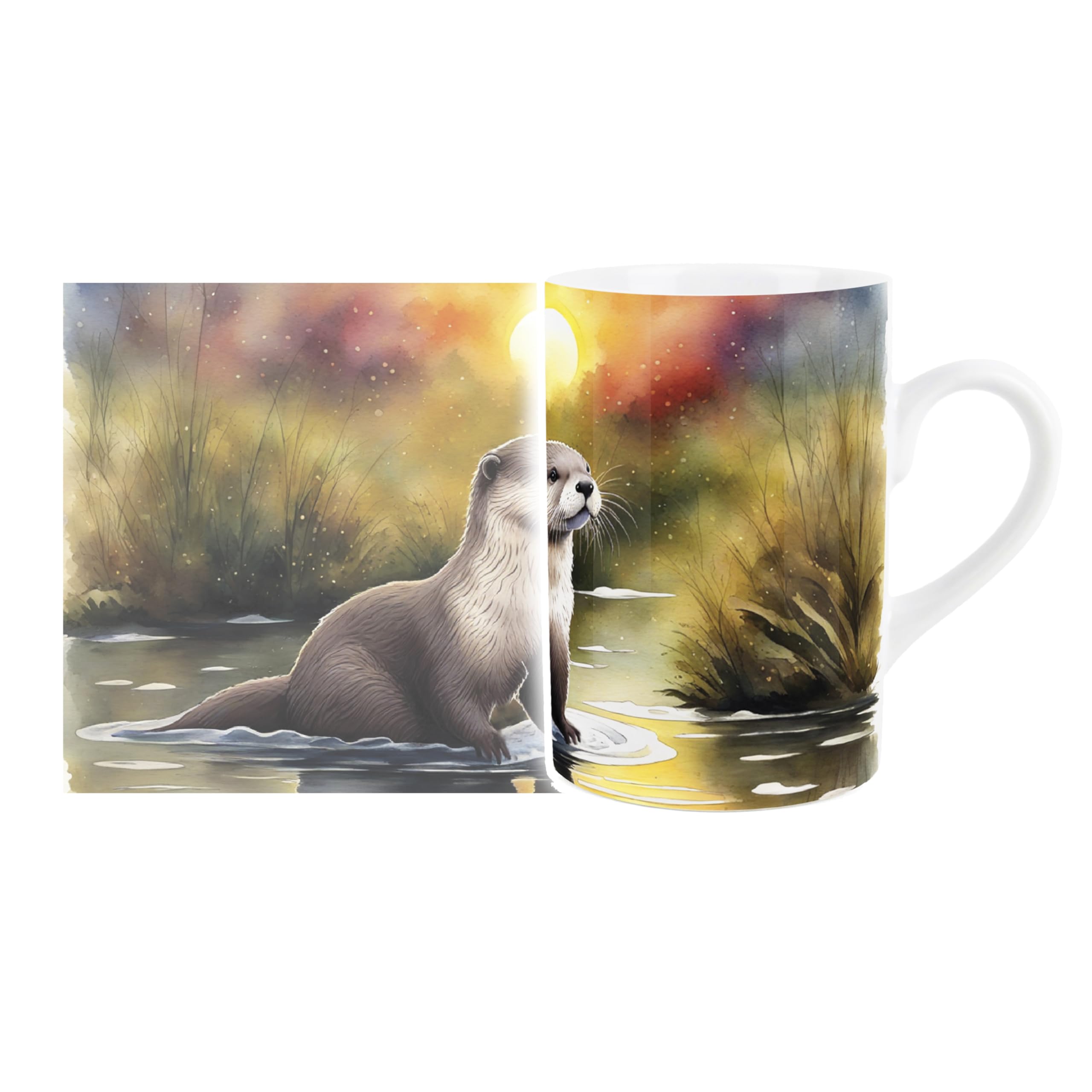 Purely Home Otter British Wildlife Mug - Countryside Animals/Birds Artwork - Tea Coffee Hot Drinks Ceramic Mug Gift/Present