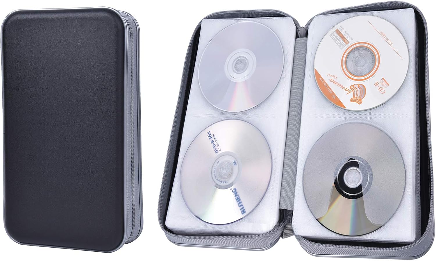 UENTIP 96 Capacity CD Case,Portable DVD Hard Plastic Case Holder CD Organizer Wallet Protective DVD Storage (96, Black): Electronics