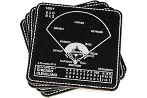 PLAYBOOK PRODUCTS Greatest Cub 2016 Plays: Leatherette Coasters (Set of 4) | Iconic Chicago Baseball Moments | Unique Gift for Sports Fans