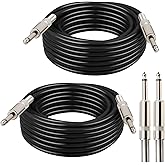 MOOKEERF 1/4" Speaker Cable - 2PCS 20 Feet 1/4 Inch TS Male DJ/PA Instrument Guitar Cable 20FT Speaker Wire Cord for Audio Amplifier Guitar - 2 Pack