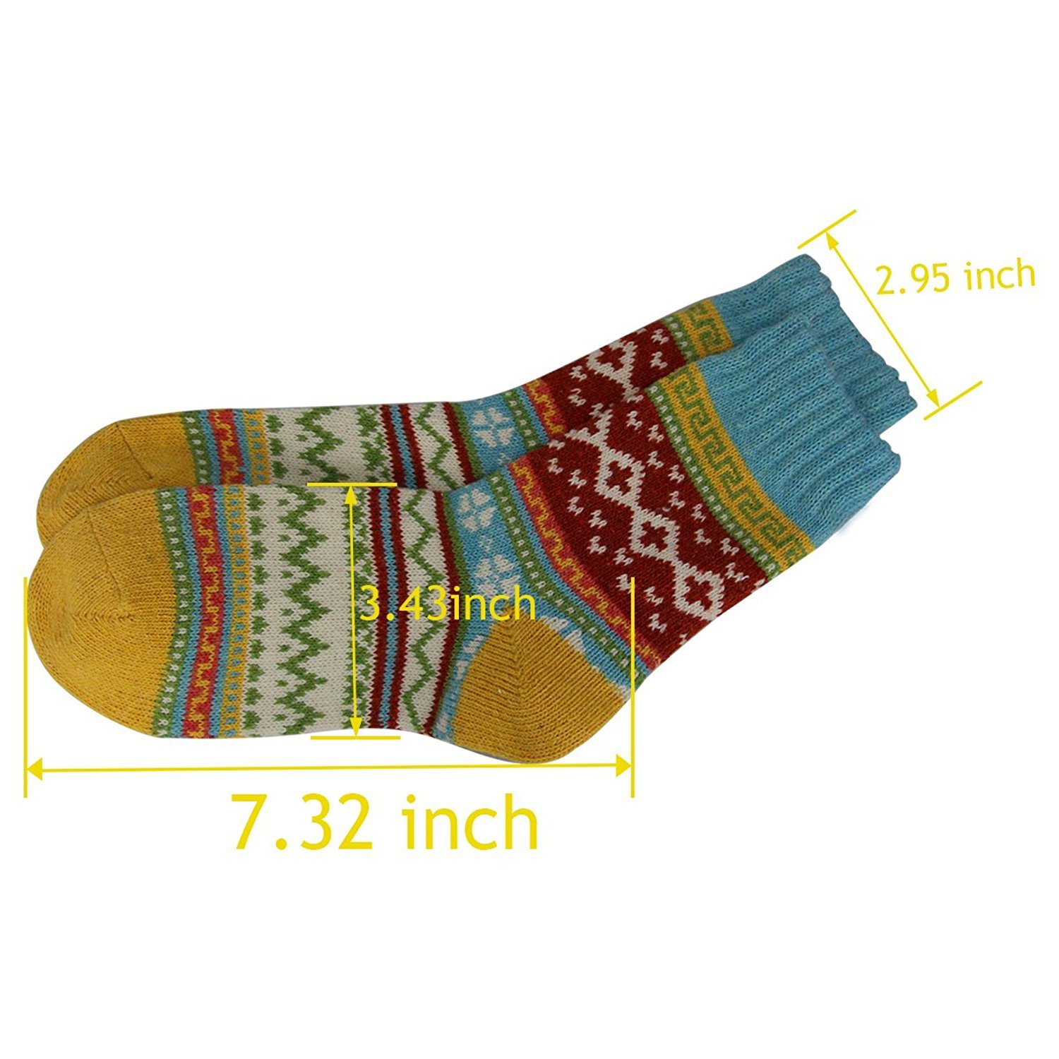 Women 5 Pairs Super Thick Knit Winter Wool Cashmere Thick Warm Soft Casual Socks, One Size,