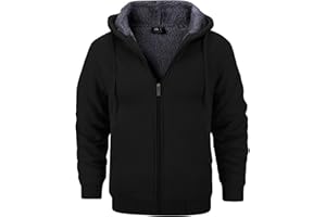 GEEK LIGHTING Men’s Fleece-Lined Zip Up Hoodie, Thick Hooded Jacket Winter Warm Athletic Sweatshirt