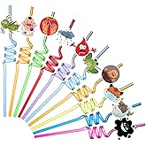 30 Pcs Passover 10 Plague Straws Passover Frogs Lice Hail Locust Firstborn Theme Crazy Straws Plastic Reusable Drinking Straws for Pesach Seder Passover Seder Table Supplies Decorations, 10 Styles