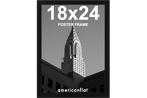 Americanflat 18x24 Poster Frame - Engineered Wood - Black | Polished plexiglass front, hangs vertical or horizontal, sawtooth