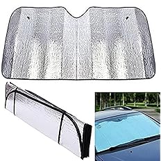 Retractable Car Windshield Sun Shade Sun-Blind Adapted for Automobiles,Car Sun Reflectors for 99 Percent UV Protection and Heat - Prevents Dashboard Fading and Cracks (similar to stock photo)