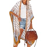 Moss Rose Women's Beach Cover up Swimsuit Kimono with Bohemian Floral Print, Loose Casual Resort Wear