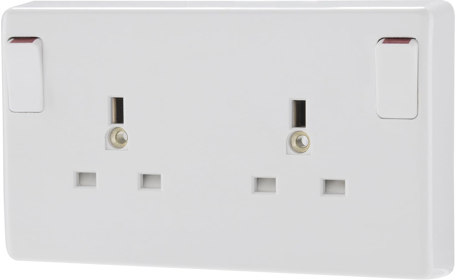 BG Electrical 13amp Switched Double Power Socket Converter White