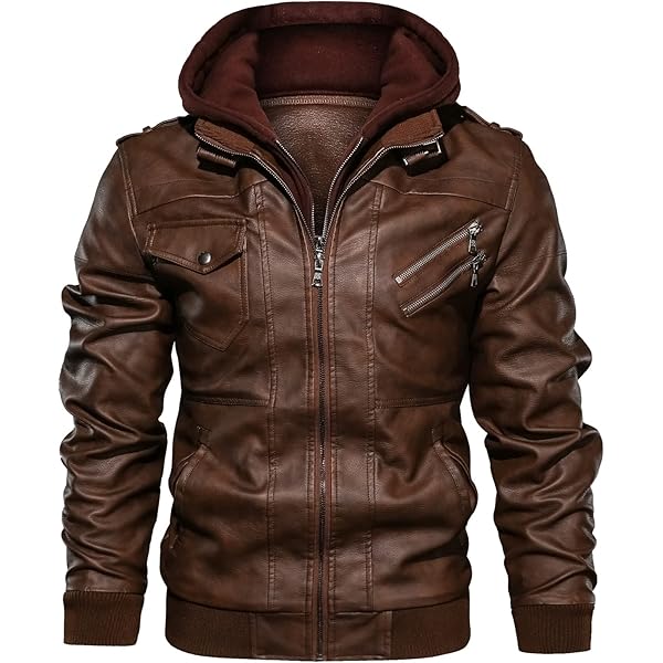 Ornrjfll Men's Leather Jackets Autumn Motorcycle PU Jacket Biker