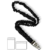 Lanyardio Stretchy Scrunchie Lanyard for ID Badges Keys, Cute Teacher Lanyard for Women with 2 Card Holders 19.6 Inch
