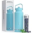 Infusion Pro Fruit Infuser Water Bottle with Straw Lid (32 oz) Stainless Steel Vacuum Insulated : 50 Recipe Fruit Infusion eBook : More Flavor : Easy Cleaning : Great Gift