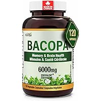 Herba Bacopa Monnieri Supplement – 120 Capsules | 6,000mg Equivalent | Nootropic Brain Supplement for Memory | 20:1 Extract f