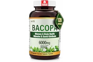 Herba Bacopa Monnieri Supplement – 120 Capsules | 6,000mg Equivalent | Nootropic Brain Supplement for Memory | 20:1 Extract f