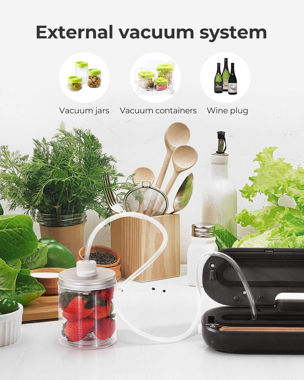 MCJOY Vacuum Sealer Machine, Automatic Operation Vacuum Air Sealing For Food Preservation System, Led Indicator Lights, Compact Design And Easy Clean, 10 Bags (Gray): Kitchen & Dining