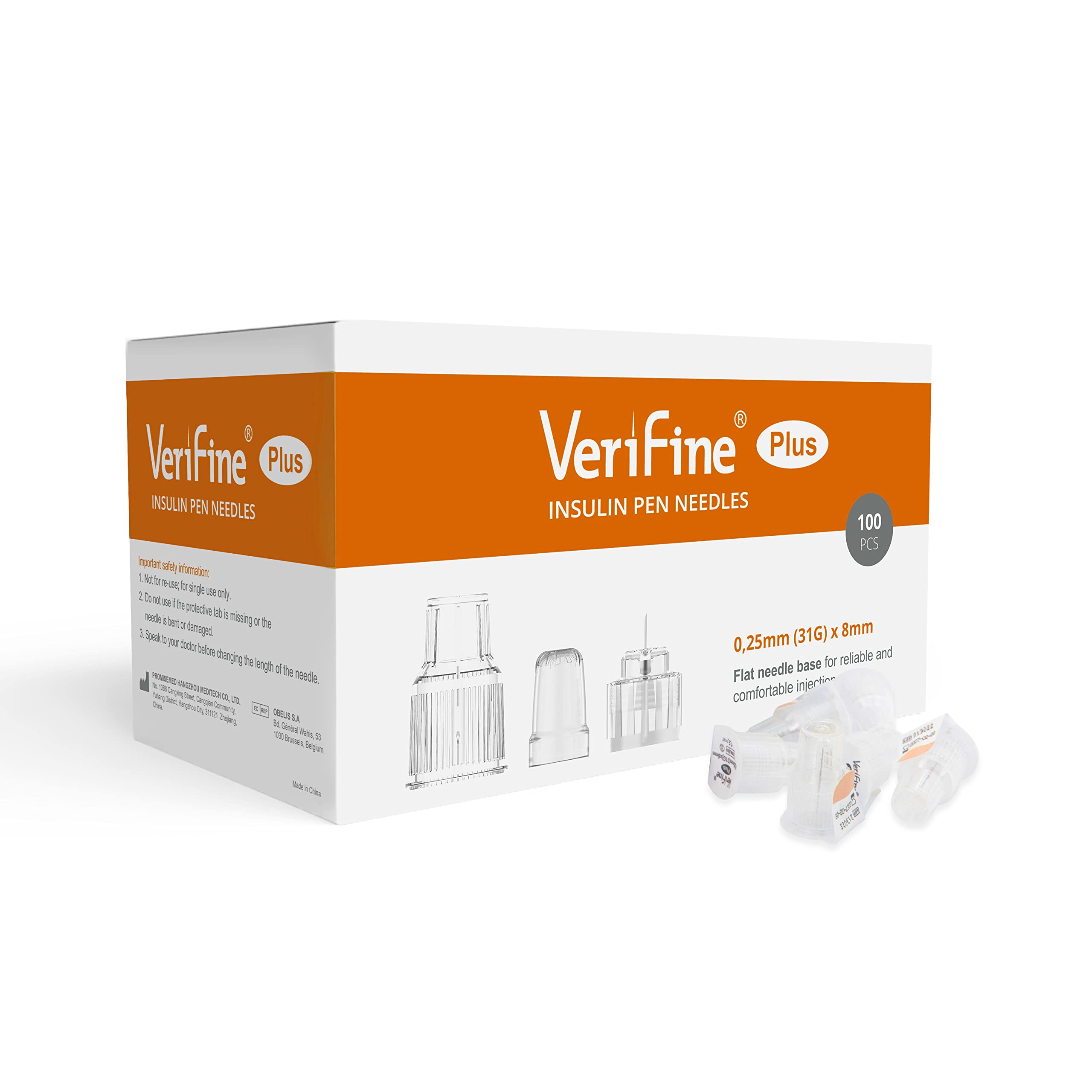 Verifine Insulin Pen Needles, Pen Needles 31G 8mm, Ultra Fine Diabetic Needles 100Pcs/Box, Compatible with Most Diabetes Pens