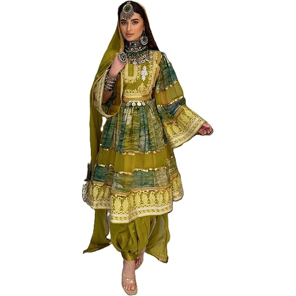 green afghan dress Green & Maroon Traditional Afghan Dress – Mirror Work & Grand Flare – Sadat  Boutique