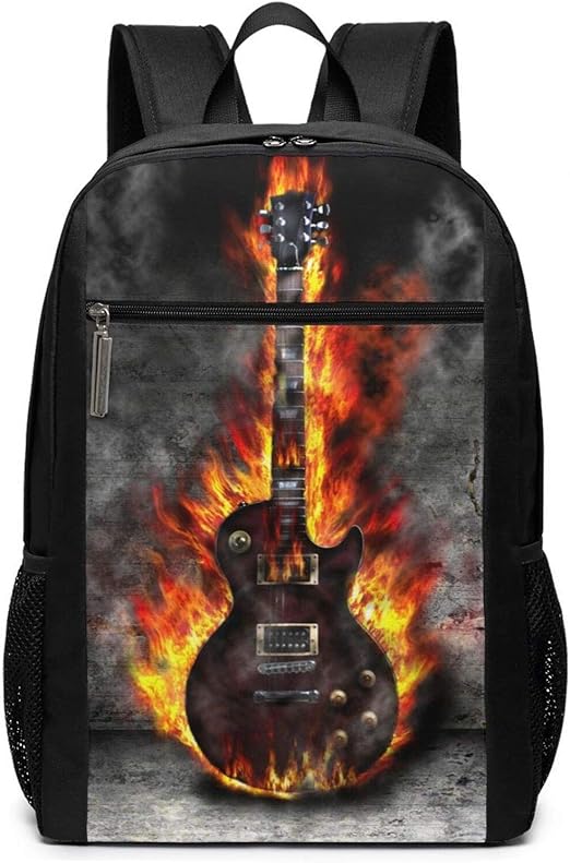 Travel Laptop Backpack Burning Guitar MultiFunctional