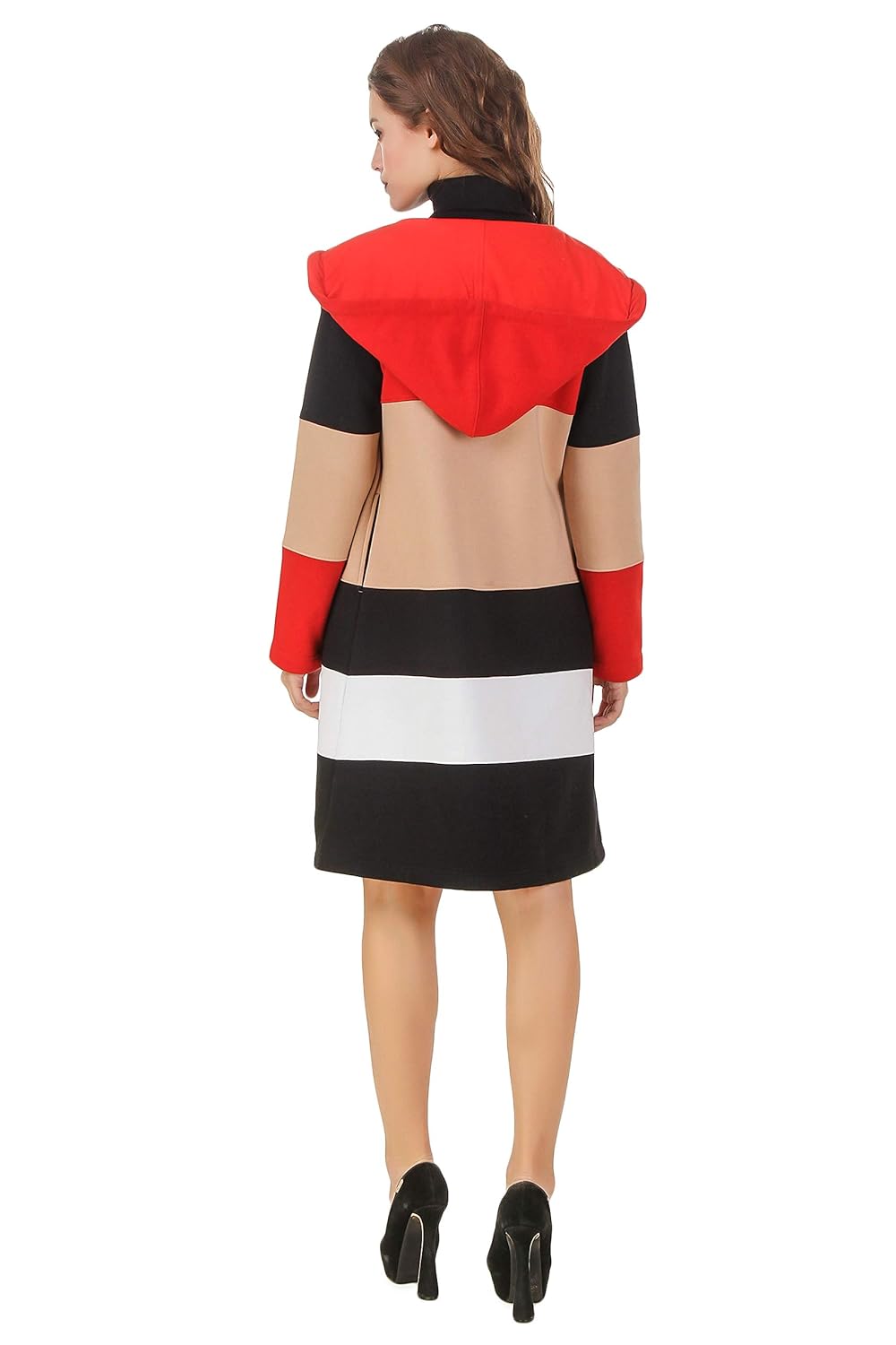 texco color block smart winter longline over coat