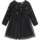 Noomelfish Girls Sequin Velvet Tutu Dress Toddler Tulle Sparkly Long Sleeve Fall Winter Party Dresses (3-8 Years)
