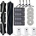 Spare Parts Accessories Kit Compatible With ECOVACS DEEBOT X2 Omni Vacuum Cleaner.1 Main Rubber Brush,1 Normal Main Brush,4 Side Brush,4 Hepa Filters,4 Mop Pads,3 Dust Bags (17 Pack-Black)