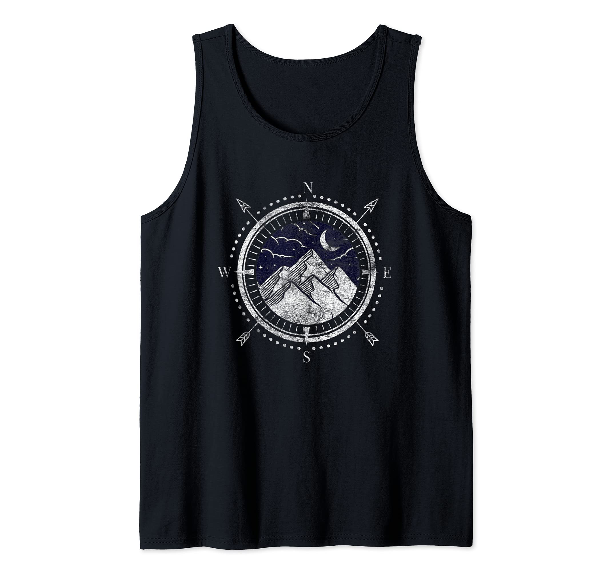 Landscape Lattitude Mountain Outdoors Compass Hiking Camping Tank Top