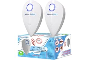 REVOLMAX RX-3, Ultrasonic Pest Repeller - Electronic & Ultrasound, Indoor Plug-in Repellent - Get rid of - Rodents, Mice, Squirrels, Bats, Insects, Bed Bugs, Ants, Fleas, Spiders, Roaches (Navy Blue, 2Pack)