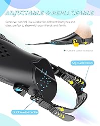 Greatever Snorkel Fins Adjustable Buckles Open Heel